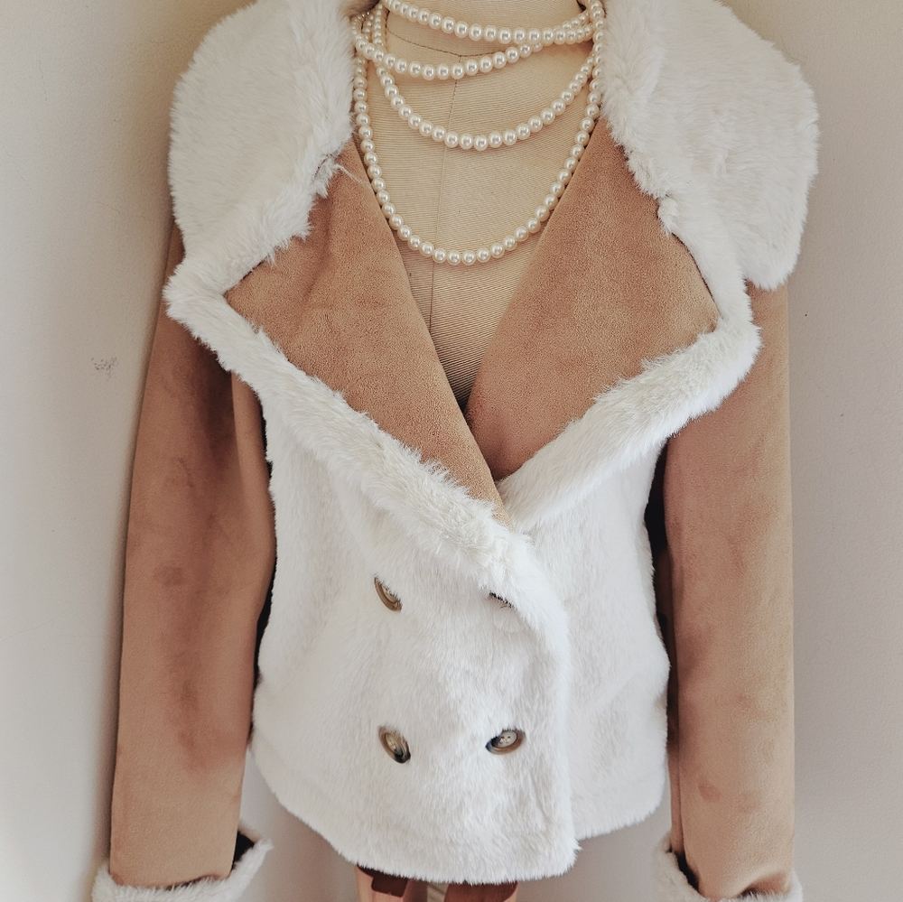 SOFT CUDDLY CREAM TAN TEDDY FAUX FUR JACKET